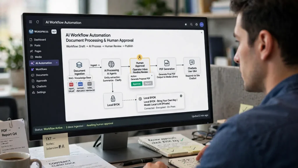 AI Workflow Automation WordPress workflow builder for AI-powered automation
