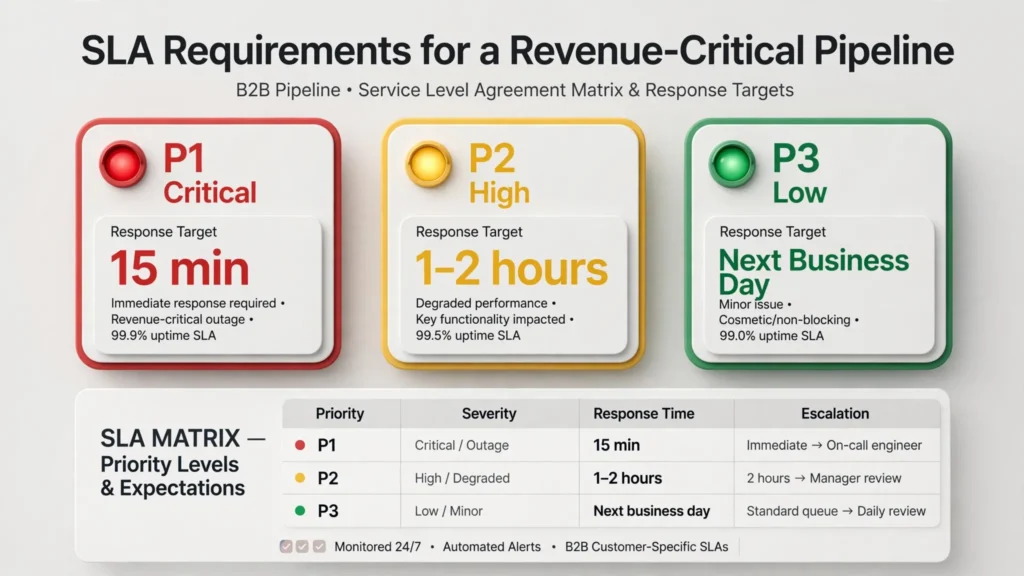 Revenue Critical Pipeline SLA Response Target Priority Matrix